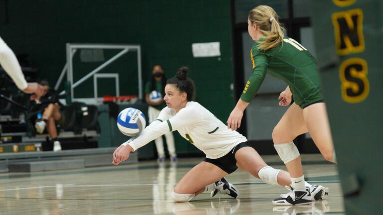 usf volleyball student dives to return ball