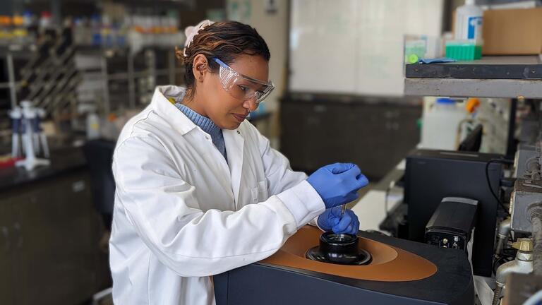 Student working in a lab