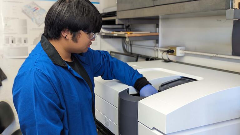 Student working in a lab