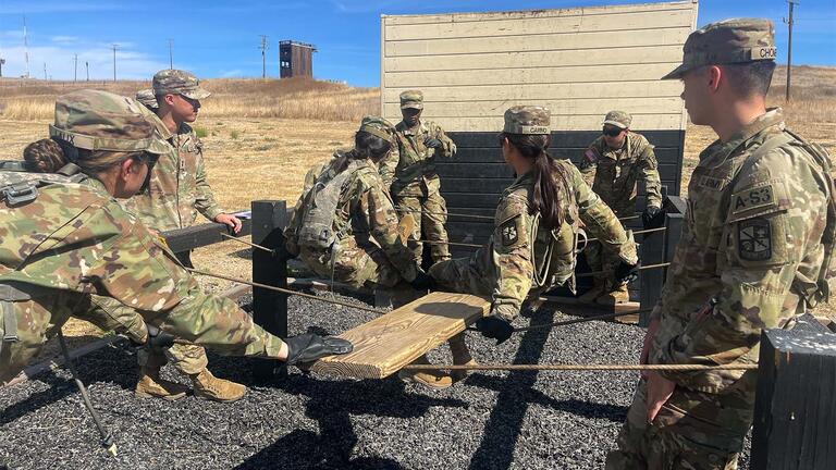 ROTC students doing an exercise