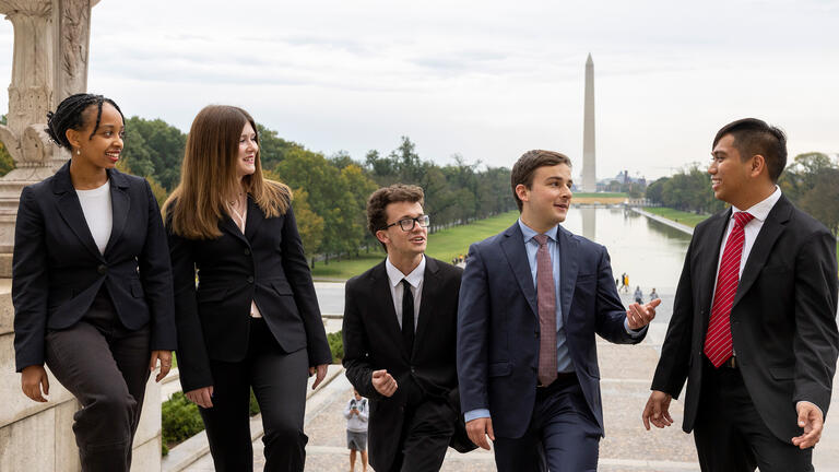 mccarthy center students standing together at washington dc