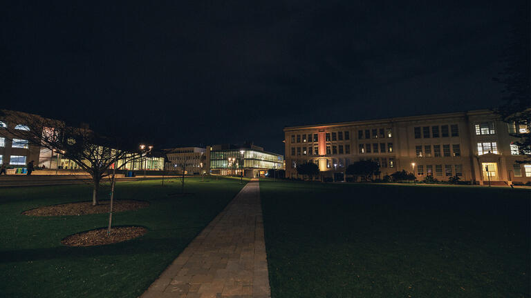 Welch Field at night