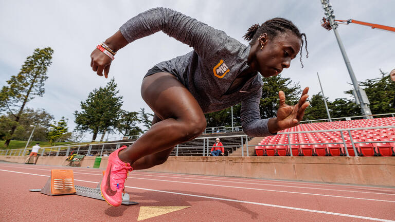 USF track athlete at practice