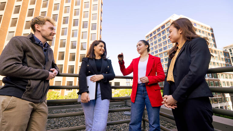 Students in downtown area.