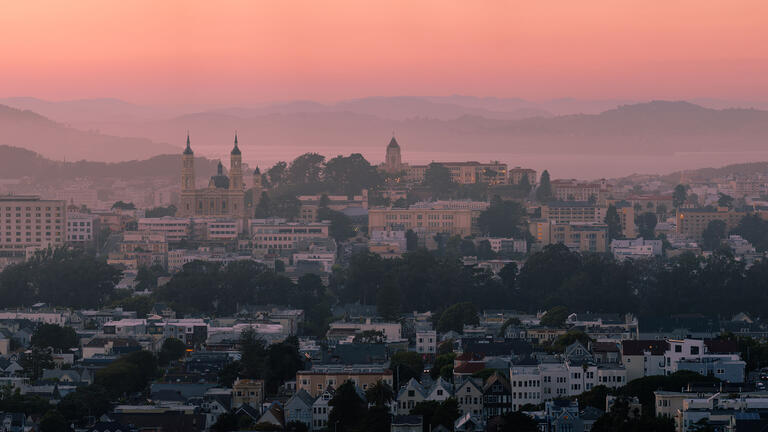 USF at sunset shot from Tank Hill.