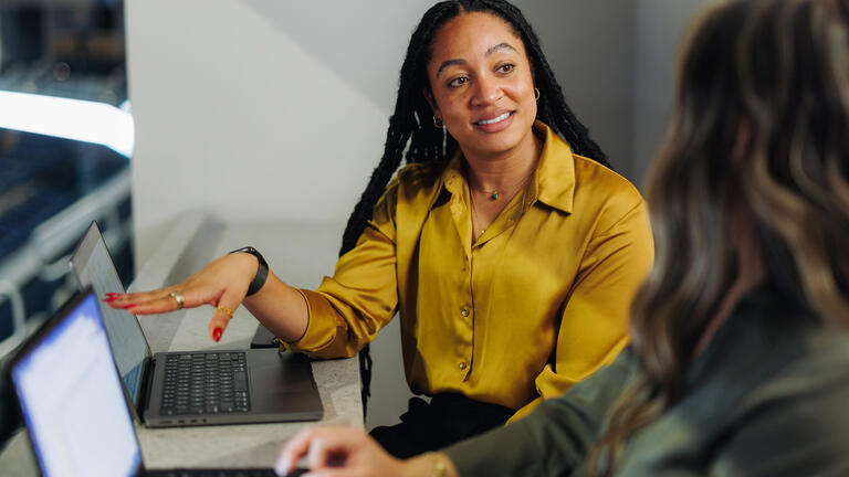 professional gestures over laptop
