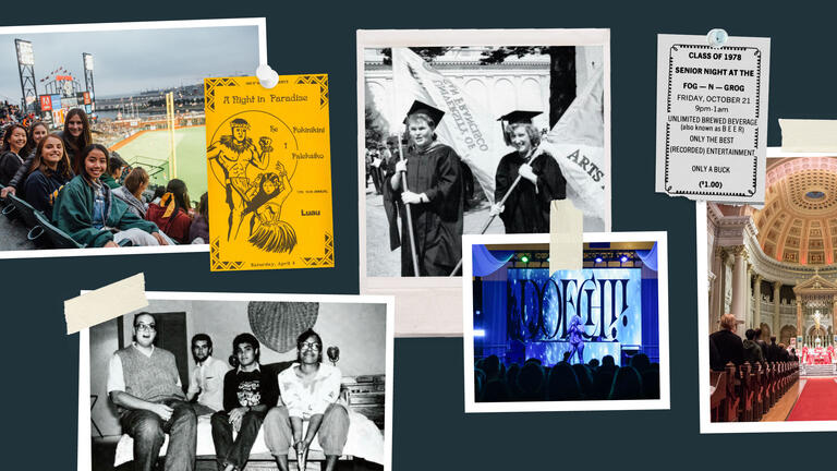 a collage of images showing popular san francisco activities throughout time
