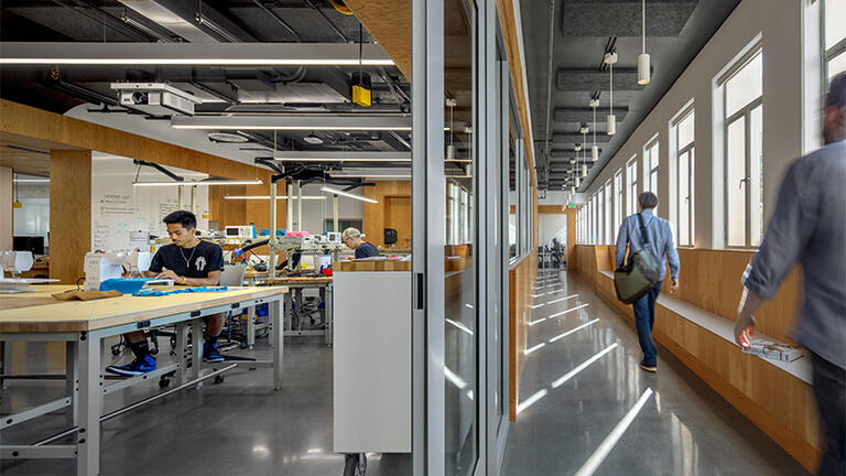Classroom and hallway at Innovation Hive