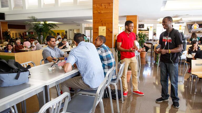 Students in the cafeteria on main campus