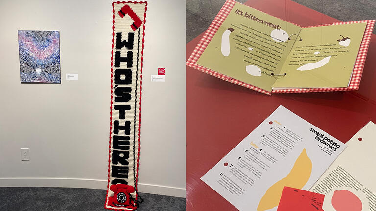 Left to right: Untitled by William Evans, No Caller ID by Marguerite Zuniga, and Killilea Bittersweet by Chloe Killilea