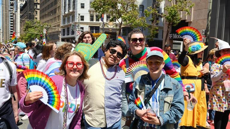 People gathered at the Pride parade