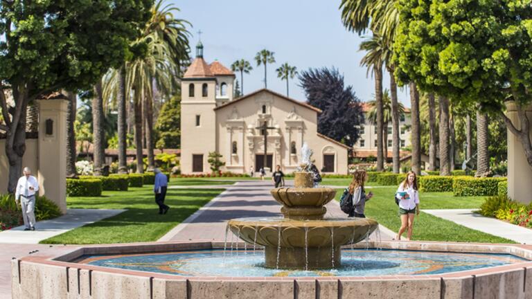 Santa Clara mission and fountain 