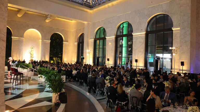 Dean Otgo speaks to guests during the School of Management’s 100th Anniversary at Centennial Gala