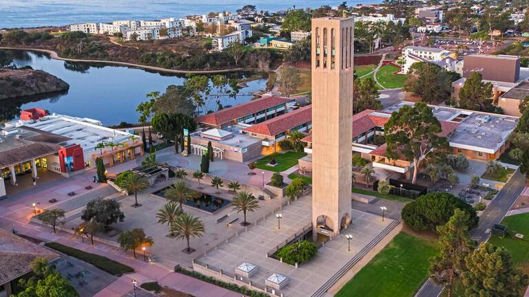 aerial view of ucsb with storke tower
