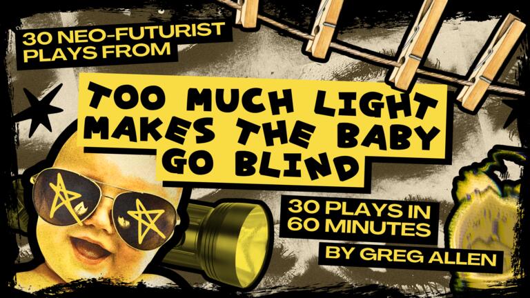 Too much light makes the baby go blind graphic with a baby wearing sunglasses