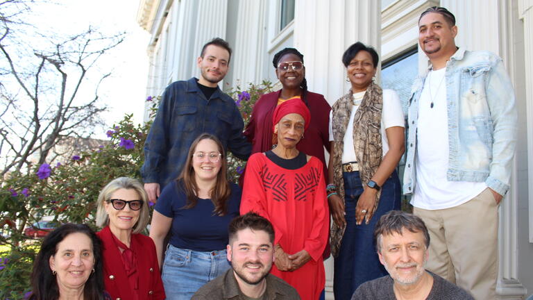 group of mccarthy center CELT fellows standing on steps