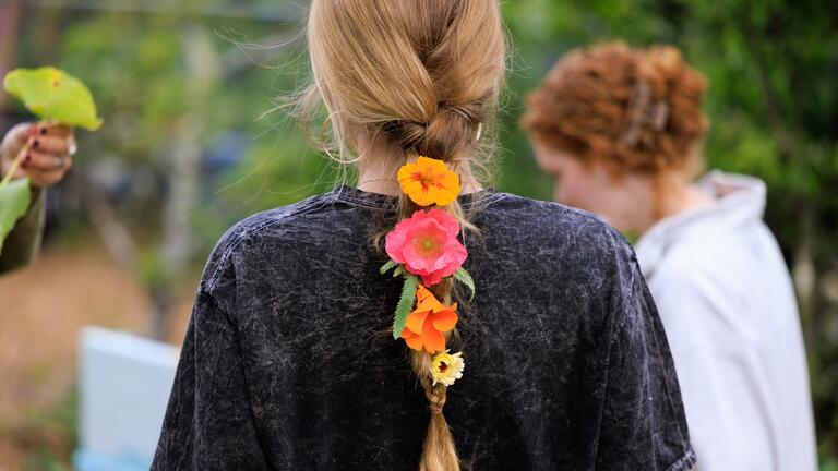 Student in the community garden