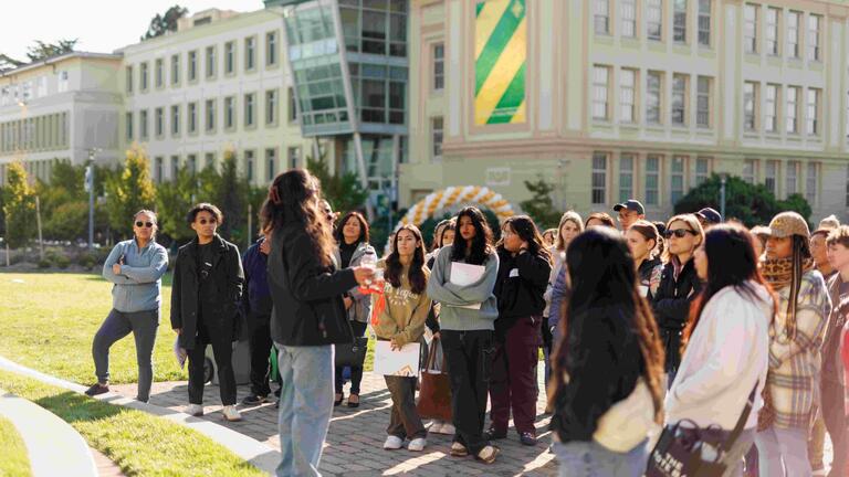 Campus tour group