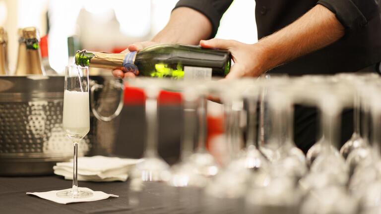 Champagne toast being prepared