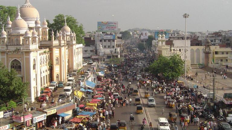 Busy street in Hyddrabad, India