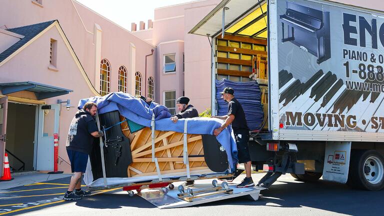 Moving the Steinway grand piano