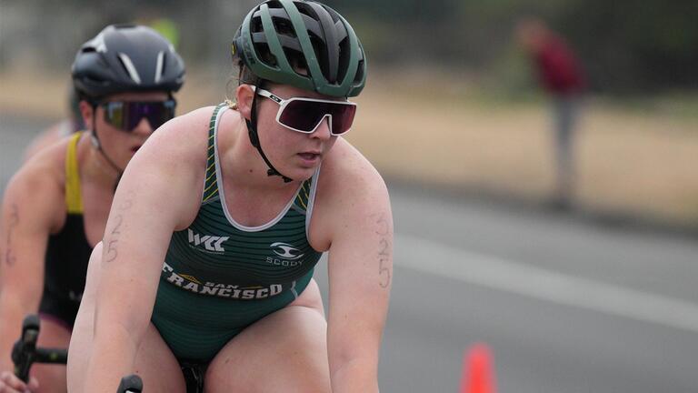USF athletes participating in triathlon