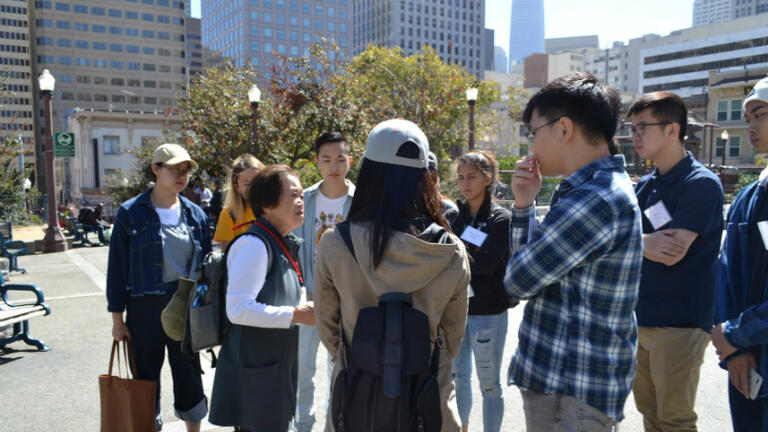 USF students at a Chinatown walking tour