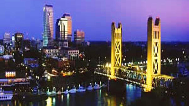 Tower Bridge and downtown Sacramento.