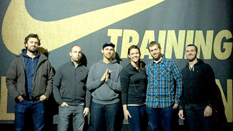 Geoff White (far right), '11, Social Media Specialist for Nike's Football (US), Baseball, and Training, at the Nike Epic Training London event.