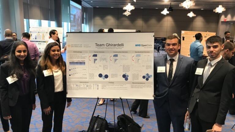 USF Students Pose with Winning Poster