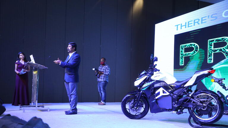Mohan Ramasamy and his electric motorcycle