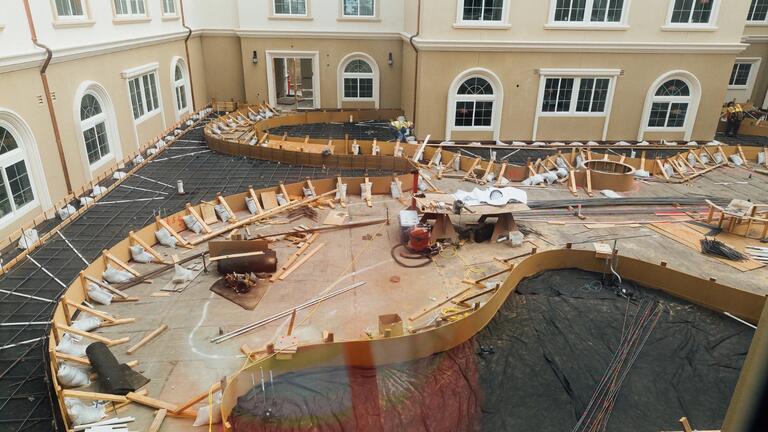 Renovation of one of the courtyards at the Lone Mountain residence hall