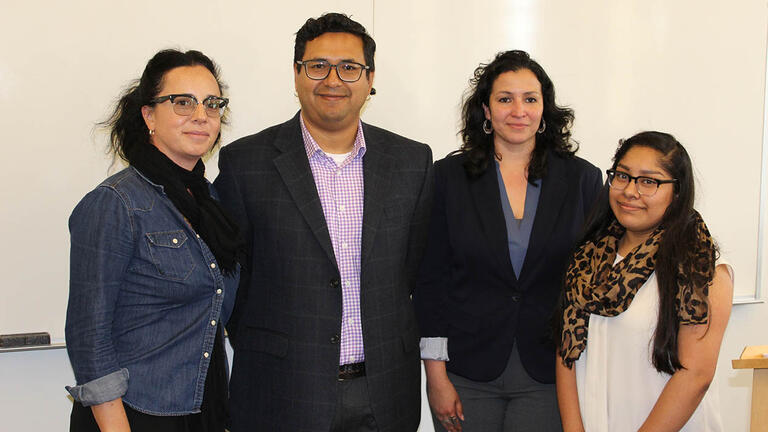Left to right: Karina Hodoyan (Director of CELASA), Professor Enrique Lima, Professor Christina Garcia Lopez, and Gladys A. Pérez (Program Assistant)