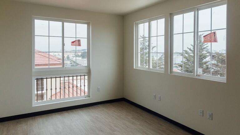 Inside a room in the Lone Mountain residence hall.