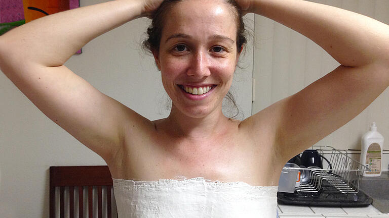 Rachel Stone '06, MPH '13 memorialized her breasts with a mold, before she underwent a double mastectomy in August.