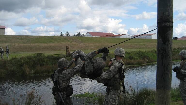 Army Reserve Officer Training Corps Cadet Timothy Kramer leads USF’s Ranger Challenge team to a first-place finish at a regional competition