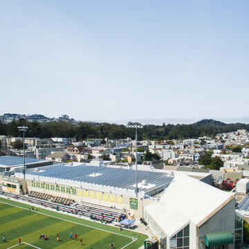 Aerial view of Koret and the soccer field