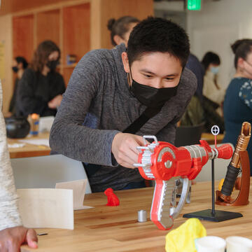 Student works on an engineering project.
