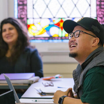 Students laughing in class