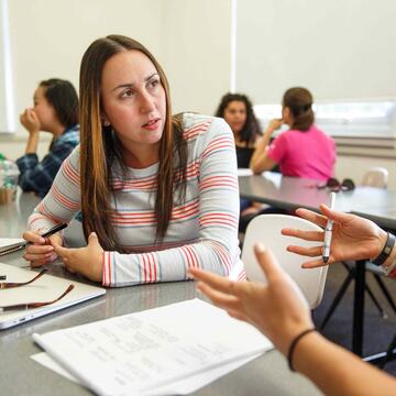 Students discussing in class