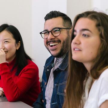 Three students in class.