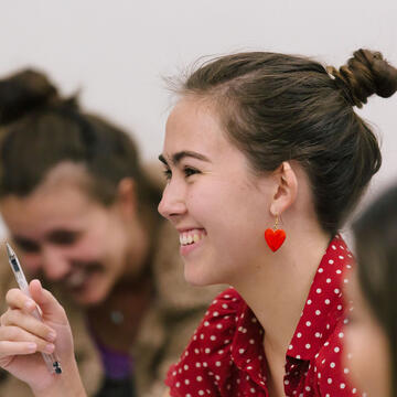 Student speaks in classroom.