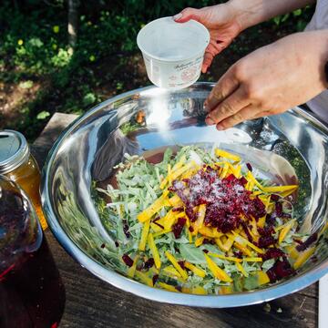 Salad being mixed