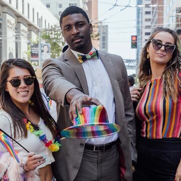 Students at the Pride Parade.