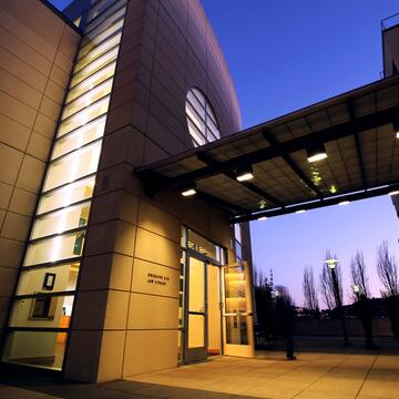 Zief Library at dusk.