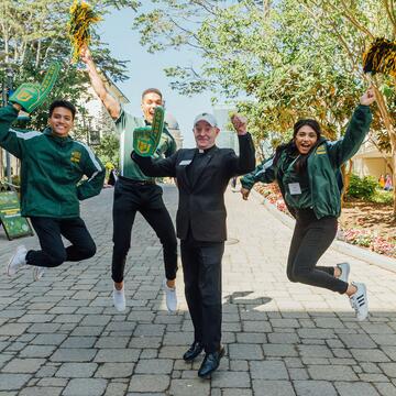 USF Students and USF President Paul J. Fitzgerald, S.J.