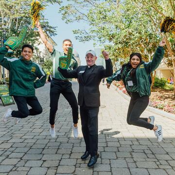 USF Students and USF President Paul J. Fitzgerald, S.J.