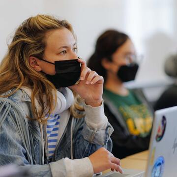 Student listens attentively in class
