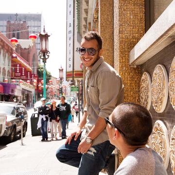 Students hanging out in Chinatown