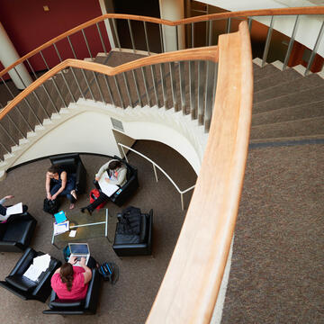Students collaborating in common area.